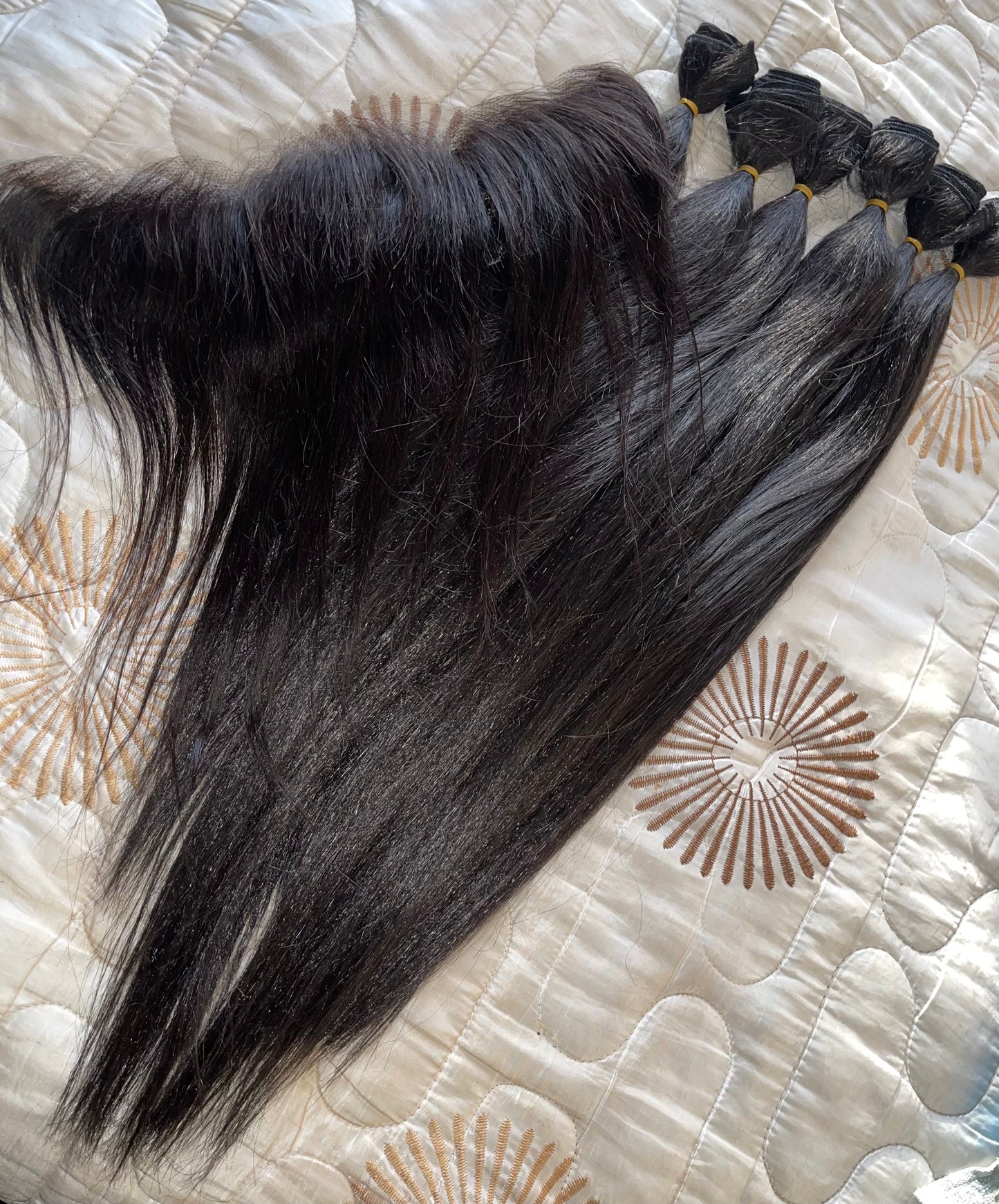 Frontal Ponytail Combo(6 Human Blend Bundles + 12" Full Frontal Closure)