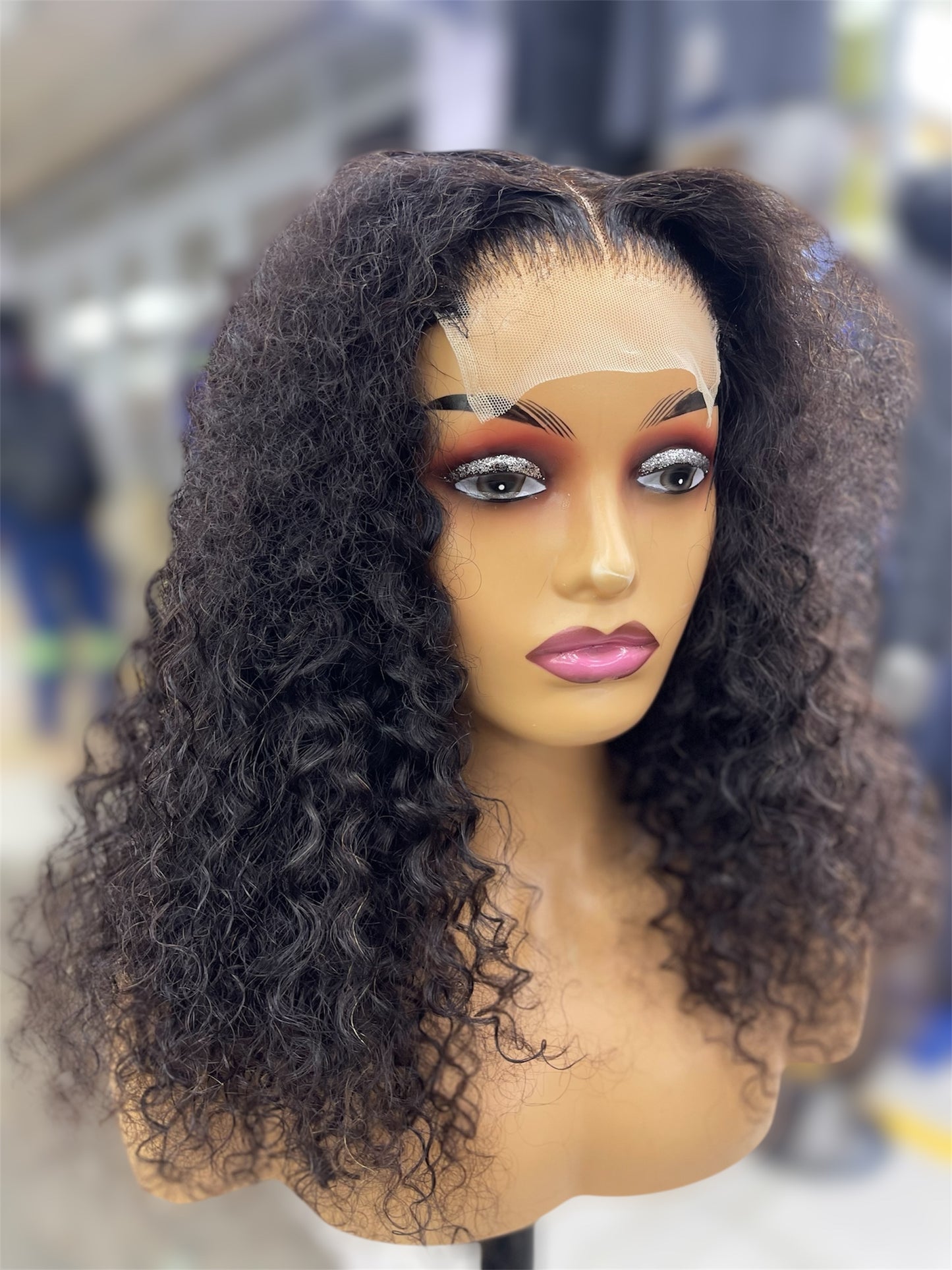 16" 4X4 CURLY Brazilian Wig